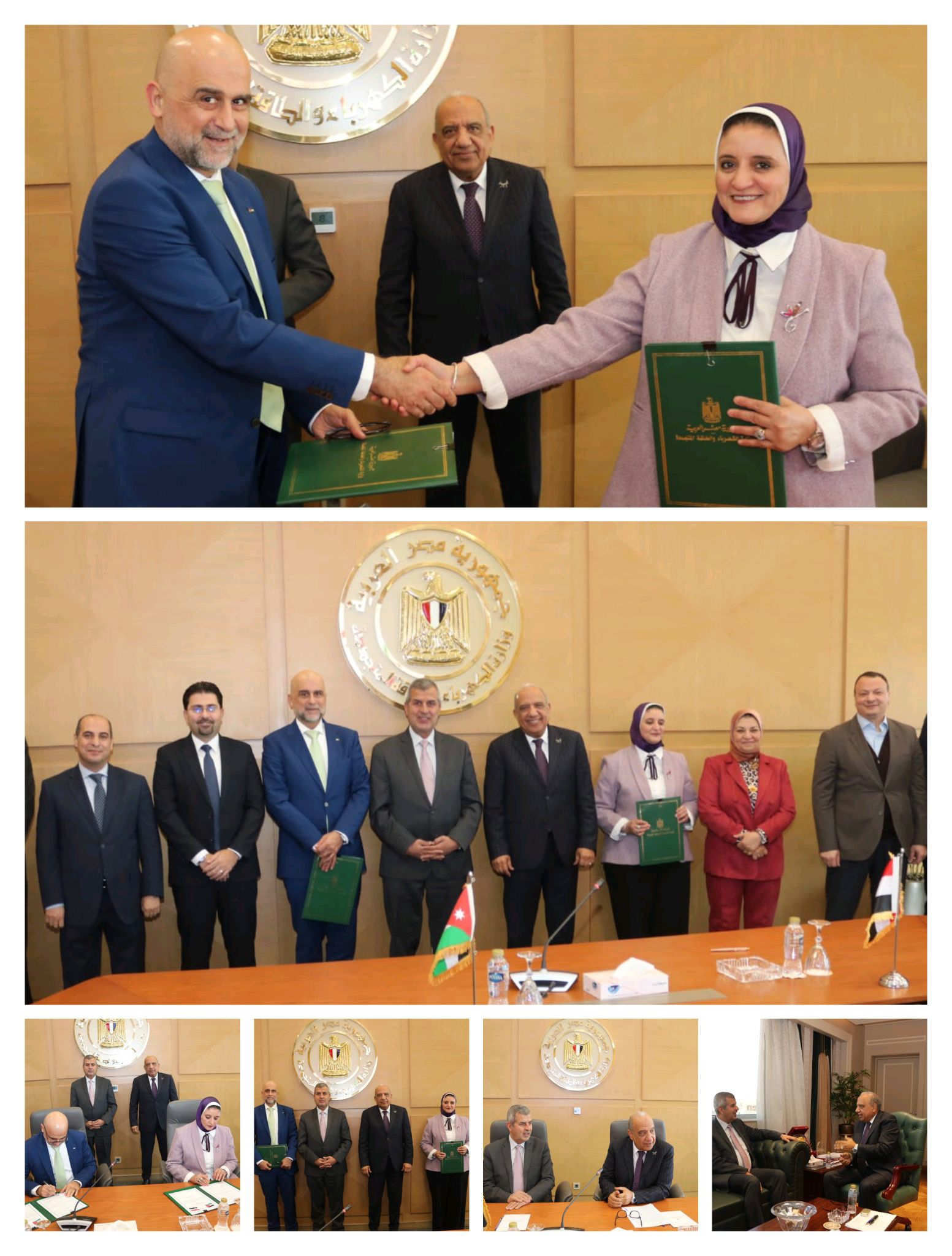 وزيرا الكهرباء والطاقة المتجددة، والطاقة والثروة المعدنية الأردنى يشهدان مراسم توقيع عقد تبادل الطاقة الكهربائية لعام 2026