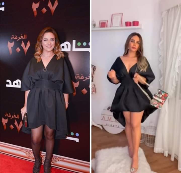 ريهام عبد الغفور تجري تعديلا على فستانها ليصبح أكثر احتشاما في احتفالية مسلسل الغرفه 