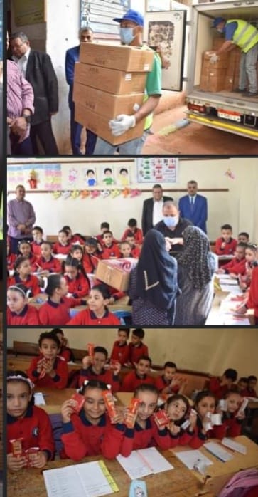 سوهاج ... مدير الشئون التنفيذية بالمديرية يتابع اجراءات تسليم وجبات التغذية للتلاميذ بمدرسة باحثة البادية  